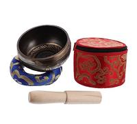VICASKY Set di Campane Tibetane Artigianali in Rame con Martello in Legno e Cuscino per Meditazione, Guarigione e Rilassamento a Casa, Scatola per Conservazione Inclusa Colore Casuale