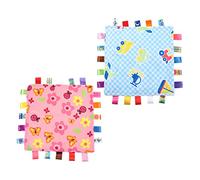 VICASKY Set Di Etichette Per Coperte Per Neonati - 2 Pezzi Di Coperta Di Sicurezza in Peluche Con Etichette in Raso Per Lo Sviluppo Sensoriale E Il Comfort