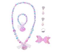 VICASKY Set di gioielli da bambina con perle e collana per bambini, 6 pezzi