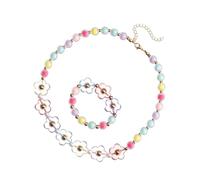 VICASKY Set di gioielli per bambini - Collana di fiori e bracciale per ragazze gioielli di perle per bambini