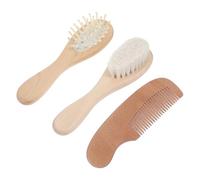 VICASKY Set di spazzole per capelli e pettini per neonati, in legno, per neonati, per cuoio capelluto
