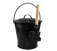 VICASKY Set Secchio per Cenere in Metallo con Coperchio e Paletta, Contenitore per Cenere di Legna da Ardere ad Alta Capacità per Stufa e Braciere, Utensili per Caminetto per Pulizia