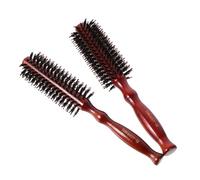 VICASKY Spazzola Per Chioma a Setole Naturali 2 Pezzi, Pettine Rotondo Con Manico in Legno, Setole Di Cinghiale Per Chioma Lisci e Ricci, Manici Ergonomici, Per Uso Quotidiano Da Donna