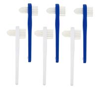 VICASKY Spazzolino Per Dentiera Doppia Testina 6 Pezzi Set Piccolo Ergonomico Per Pulizia Protesi Dentarie Portatile Igiene Orale Adulto