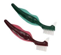 VICASKY Spazzolino per Pulizia Dentiere 2 Pezzi Setole Dure Design a Doppio Lato in Pp e Nylon per Uso Quotidiano e Viaggio per Anziani e Protesi Dentarie
