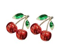 VICASKY Spilla a forma di ciliegio, 2 pezzi, spilla da sposa, spilla da donna, spilla da donna, in metallo, alla moda, con frutta, in lega di colore rosso
