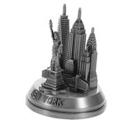 VICASKY Statuetta Decorativa Metallo New York Skyline Moderno, Scultura Supporto Libri Vintage, Complemento D’arredo Centrotavola per Casa e Ufficio, Souvenir Iconico Edificio 7x7x8,7 Cm