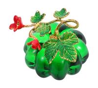 VICASKY Statuetta Zucca in Vetro Verde per Halloween e Studio Autunnale | Riflessi Brillanti, Trasmissione della Luce, Resistente a Usura e Sbiadimento, Raccolta Stagionale