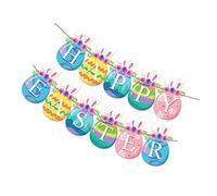 VICASKY Striscione pasquale con coniglio e uova, ghirlanda allegra per la decorazione per feste di Pasqua, oggetti fotografici e occasioni festive, alta qualità, decorazione colorata per la vostra