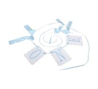 VICASKY Striscione Ricamato per Seggiolone Fiocco Blu e Bianco, Decorazione Boho per Primo Compleanno e Bambina, Festone Nappe per Festa un Anno