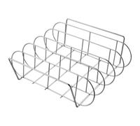 VICASKY Supporto per Costolette in Ferro e Griglia in Acciaio Inossidabile per Barbecue da Esterno, Accessorio Barbecue Portatile Ergonomico per Costine e Arrosti, per Casa e Picnic