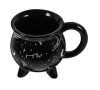VICASKY Tazza da Strega Calderone in Ceramica Nera Design Unico, Bocca Larga Versatile, per Halloween e Decorazioni da Ristorante
