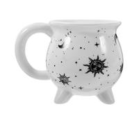 VICASKY Tazza in Ceramica a Forma di Calderone Bianca per Halloween, Versatile Bocca Larga, Design Unico ed Elegante, per Casa e Ristorante