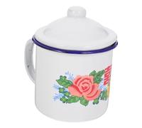 VICASKY Tazza in Smalto Vintage Resistente al Calore Antiruggine Bicchiere per Bere Acqua e Tè Design Retro Classico con Motivo a Fiore Pratica e Facile da Pulire per Uso Quotidiano e