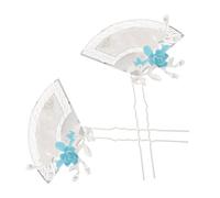 VICASKY Tornante Accessori Per Verde Acqua Fiore Cinese Della Forcina Perno Coreano Hanfu Accessori Per Blu Donne Hanbok Pettini Lega Di Zinco Silver