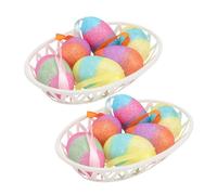VICASKY Uova di Pasqua colorate con glitter in set da 2 - uova di polistirolo grandi 6 cm da appendere per una perfetta decorazione pasquale ideale come decorazione per porte e cameretta dei bambini