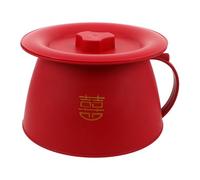 VICASKY Vaso da Notte in Plastica Pp Rosso con Coperchio, Vasino Portatile Unisex per Addestramento al Vasino, Toilette da Viaggio e Campeggio, Orinatoio da Comodino Compatto e Facile