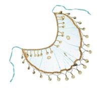 VICASKY Velo per Danza del Ventre in Chiffon con Frange Accessorio da Ballo Esotico Leggero e Traspirante Copricapo per Spettacoli Feste di Carnevale e Cosplay 1 Pezzo Colore Blu