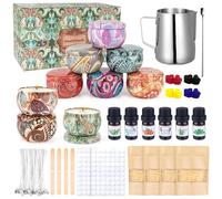 VICBAY Kit Candele Fai Da Te, Cera per Candele Fai Da Te, DIY Set Regalo per Candele, 480g Cera Soia, 9 Candele Barattoli, 6 Oli Profumati, 100 Stoppini, 112 Adesivi