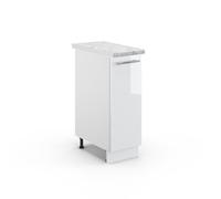 Vicco Armadio cucina dispensa alto Fame-Line, Bianco lucido/Bianco, 30 cm, PL Marmo