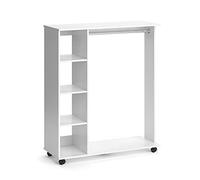 Vicco Armadio da ingresso Cosmo, Bianco, 110 x 129.4 cm | con ripiani aperti e ruote per un utilizzo flessibile