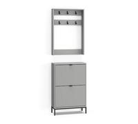 Vicco Armadio da ingresso Eliza, Grigio, 60 x 92 cm | Set, 2 parti, per montaggio a parete con mensola e ganci appendiabiti