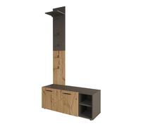 Vicco Armadio da ingresso Irma, Antracite/Artisan, 106 x 43 cm | Set con scarpiera e pannello appendiabiti, adatto per riporre e organizzare nell’ingresso