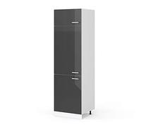 Vicco Armadio frigorifero R-Line, Antracite lucido, 60 cm, per la libera combinazione all'interno di sistemi cucina modulari