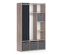 Vicco Armadio multifunzione "Luigi", Sonoma 38 x 178.1 cm | Con cassetti pieghevoli (grigio), per una conservazione flessibile con ruote per un facile spostamento