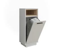 Vicco Armadio per la lavanderia Beatrice, Bianco/Sonoma, 38 x 93 cm con tasca interna rimovibile, con cesto della biancheria integrato per la raccolta della biancheria sporca