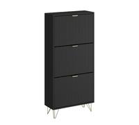 Vicco Armadio per le scarpe Helge, Nero, 60 x 128.5 cm | 3 scomparti, per la conservazione e l’organizzazione delle scarpe nell’ingresso