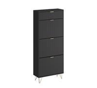 Vicco Armadio per le scarpe Helge, Nero, 60 x 145 cm | 3 scomparti, autoportante per una conservazione salvaspazio nell’ingresso