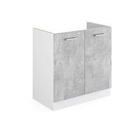 Vicco Base per lavello R-Line, Calcestruzzo, 80 cm con ante, senza piano di lavoro, adatto per il montaggio sotto i piani di lavoro nelle cucine componibili