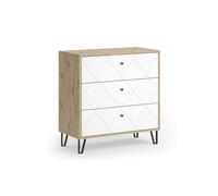 Vicco Cassettiera per camera da letto Nizza Rovere artigianale 80.2x82.6 cm | con 3 cassetti, da utilizzare come superficie d'appoggio accanto al letto