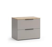 Vicco Cassettiera per camera da letto Wido, Grigio, 60 x 50 cm con 2 cassetti, per riporre abiti e oggetti di uso quotidiano