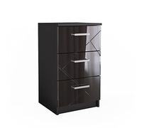 Vicco comodini camera da letto Irma, Nero lucido, 37.6 x 66 cm