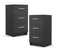 Vicco comodini camera da letto, Nero, 38 x 66 cm Set di 2
