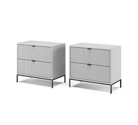 Vicco Comodino camera da letto Eliza, Grigio, Set di 2, combinabile per l'uso come tavolino laterale o comodino