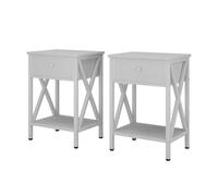 Vicco Comodino camera da letto Keno, Bianco, Set di 2, adatto per riporre libri e oggetti di uso quotidiano