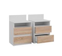 Vicco Comodino Monty, Bianco/Sonoma, Set di 2, per riporre oggetti di uso quotidiano in camera da letto