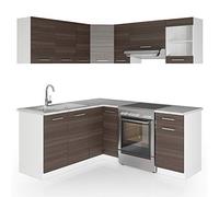 Vicco Cucina ad angolo Rick, Grigio nobile/Bianco, 187 x 167 cm
