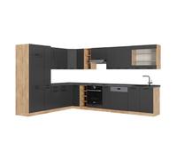 Vicco Cucina angolare completa Fame-Line, Grigio scuro, 347 x 46 cm senza piano di lavoro
