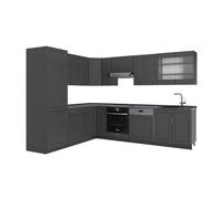 Vicco Cucina angolare completa Fame-Line, Landhaus antrazit-oro, 287 x 46 cm senza piano di lavoro