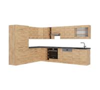 Vicco Cucina angolare completa Fame-Line, Quercia dorata, 347 x 46 cm senza piano di lavoro