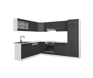 Vicco Cucina angolare completa R-Line, Antracite casa di campagna/bianco, 287 x 46 cm senza piano di lavoro, espandibile in modo flessibile con elementi modulari
