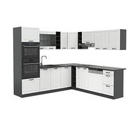 Vicco Cucina angolare completa R-Line, Bianco casa di campagna, 247 x 46 cm senza piano di lavoro, per una pianificazione cucina flessibile e un'estensione modulare