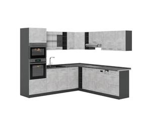 Vicco Cucina angolare completa R-Line, Calcestruzzo/Antracite, 247 x 237 cm senza piano di lavoro, per una pianificazione cucina flessibile e un'estensione modulare