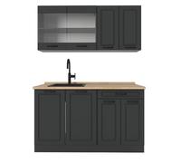 Vicco Cucina completa R-Line, Antracite country, 140 cm