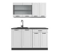 Vicco Cucina completa R-Line, Bianco casa di campagna, 140 cm senza piano di lavoro, adatto per l'espansione flessibile con moduli aggiuntivi