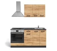 Vicco Cucina completa R-Line, Rovere dorato/antracite, 160 cm